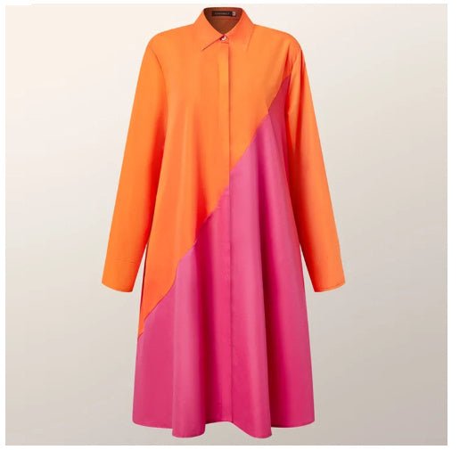 Chemise à manches longues pour femme, couleur unie, robe mi - longue simple - KaoKao