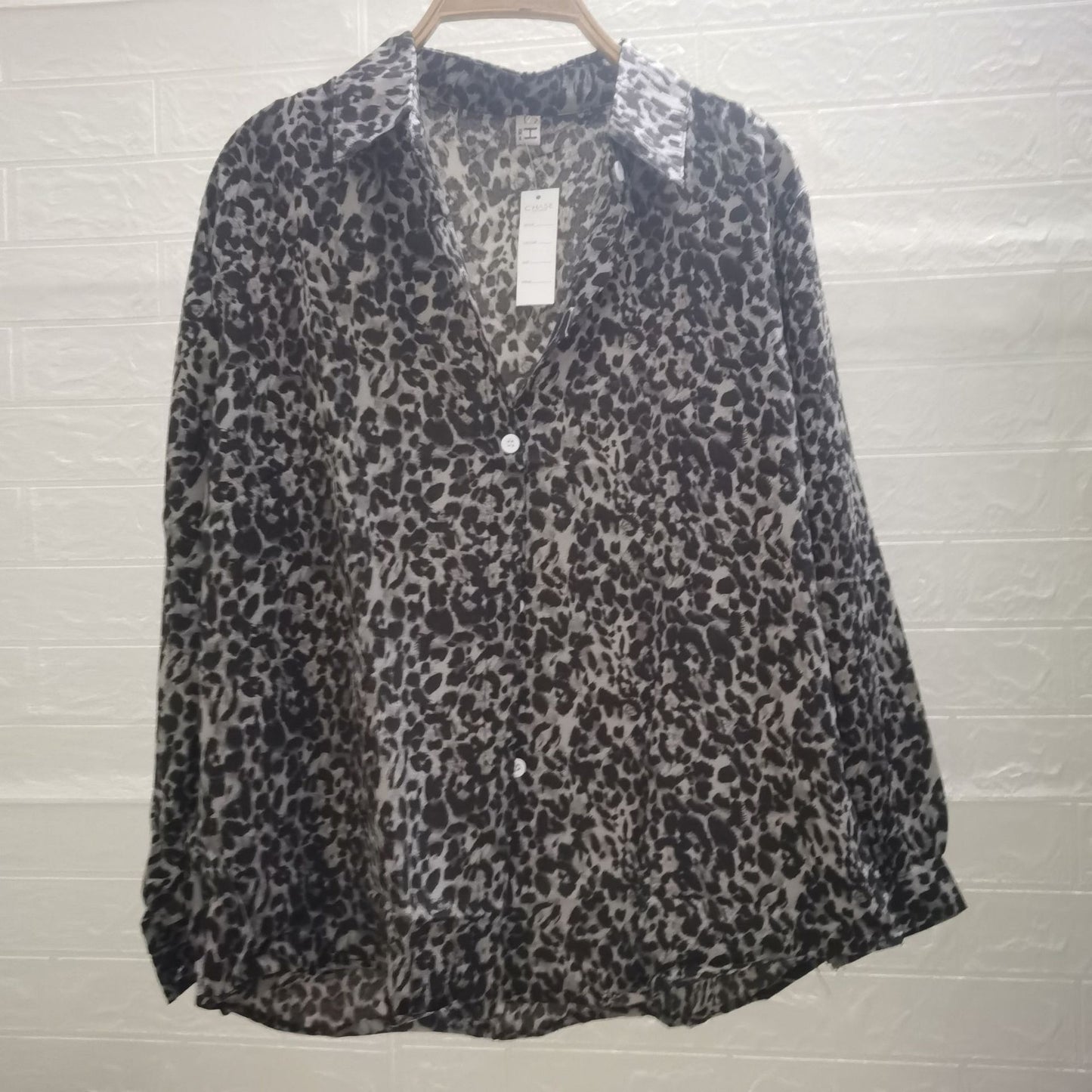 Chemise ample décontractée à manches longues et imprimé léopard pour homme, grande taille - KaoKao