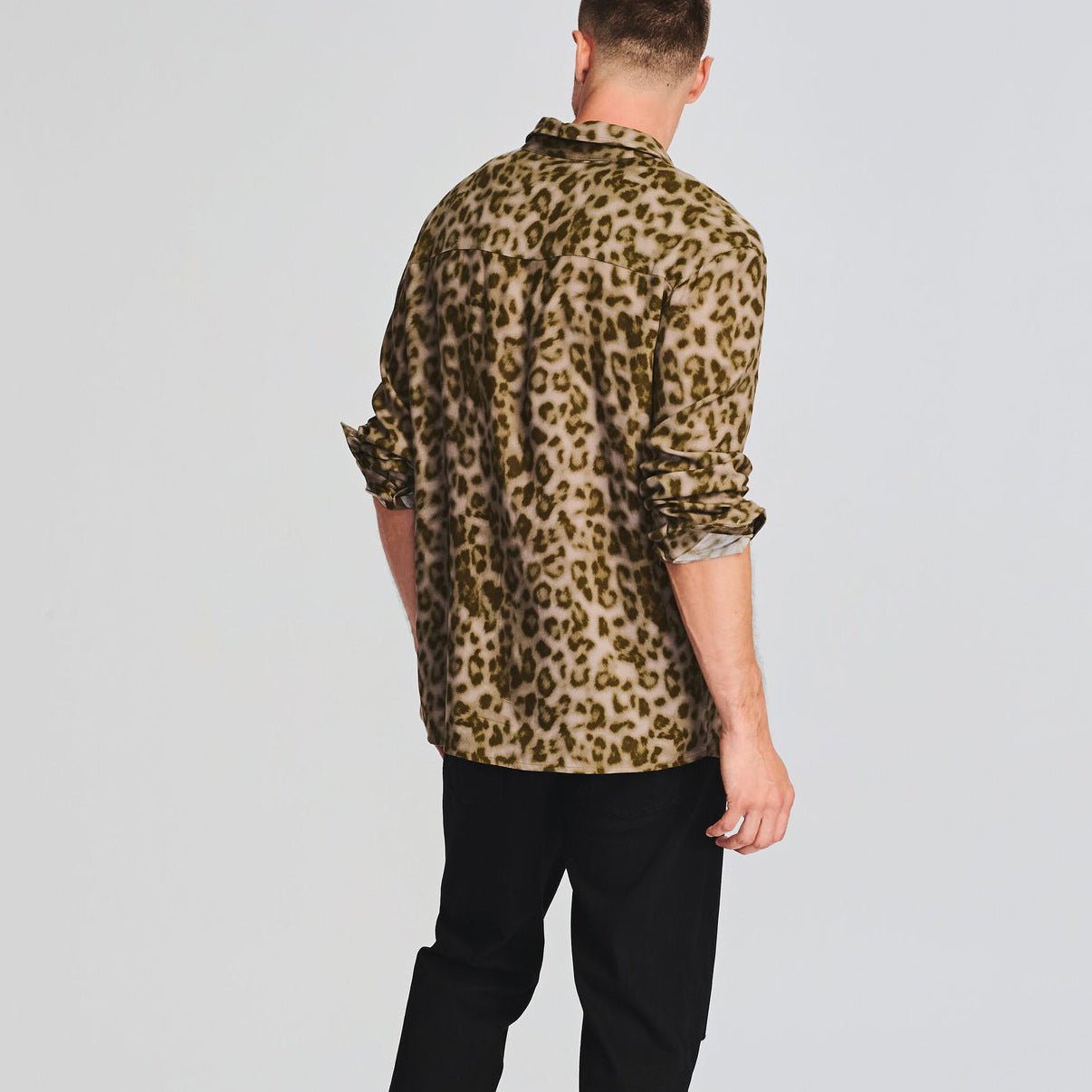 Chemise ample décontractée à manches longues et imprimé léopard pour homme, grande taille - KaoKao