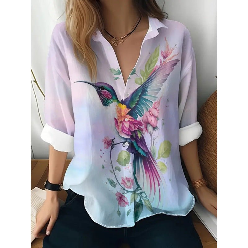 Chemise boutonnée à fleurs pour femme, décontractée et confortable - KaoKao