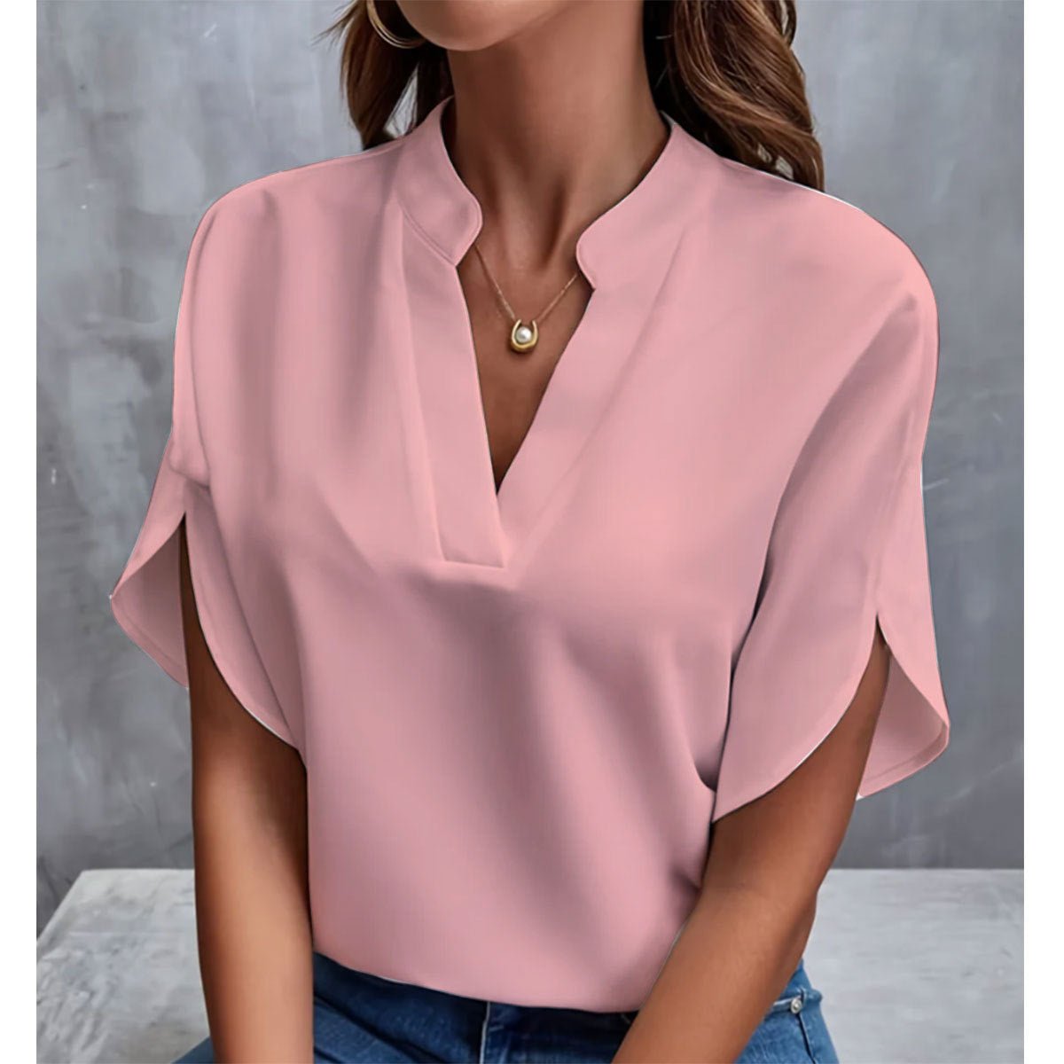 Chemise d'été à manches courtes en mousseline de soie, nouvelle chemise à col en V, vêtements décontractés et polyvalents pour femmes - KaoKao