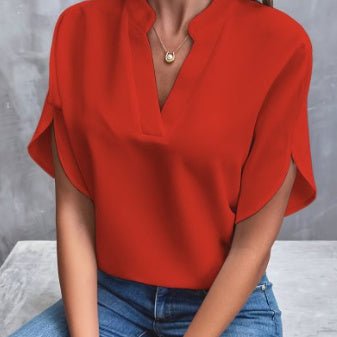 Chemise d'été à manches courtes en mousseline de soie, nouvelle chemise à col en V, vêtements décontractés et polyvalents pour femmes - KaoKao
