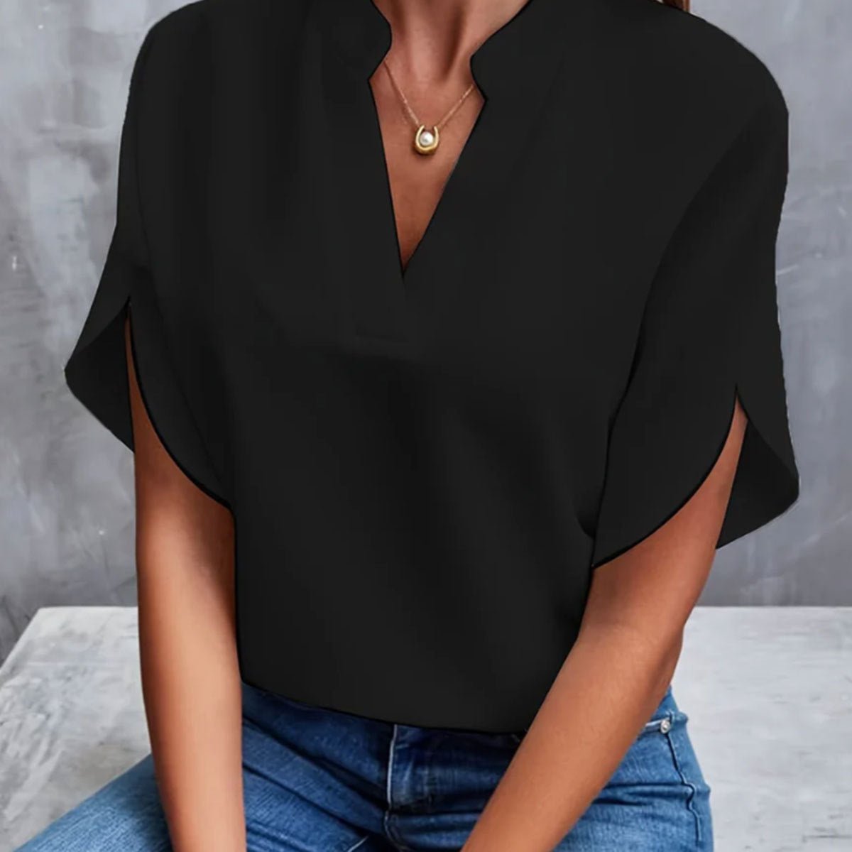 Chemise d'été à manches courtes en mousseline de soie, nouvelle chemise à col en V, vêtements décontractés et polyvalents pour femmes - KaoKao