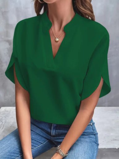 Chemise d'été à manches courtes en mousseline de soie, nouvelle chemise à col en V, vêtements décontractés et polyvalents pour femmes - KaoKao