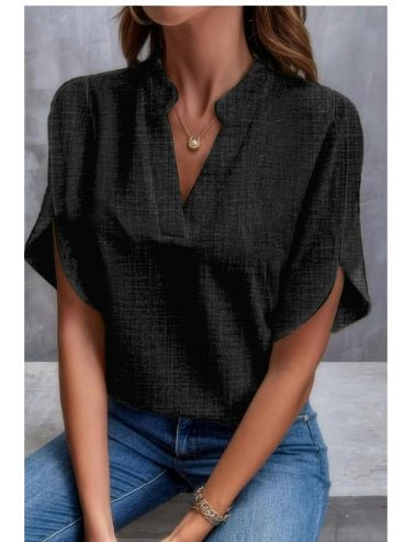 Chemise d'été à manches courtes en mousseline de soie, nouvelle chemise à col en V, vêtements décontractés et polyvalents pour femmes - KaoKao