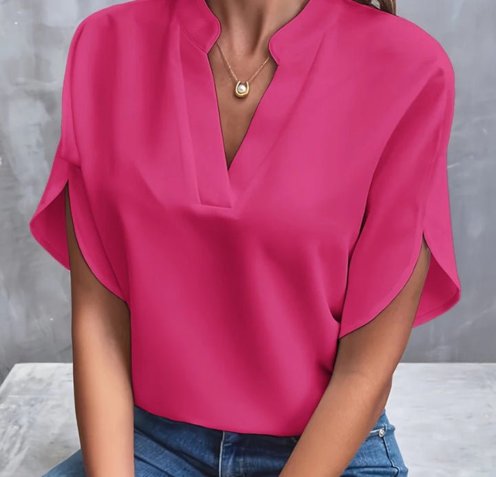 Chemise d'été à manches courtes en mousseline de soie, nouvelle chemise à col en V, vêtements décontractés et polyvalents pour femmes - KaoKao