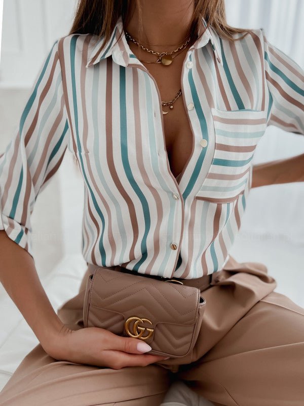 Chemise imprimée à manches longues tendance - KaoKao