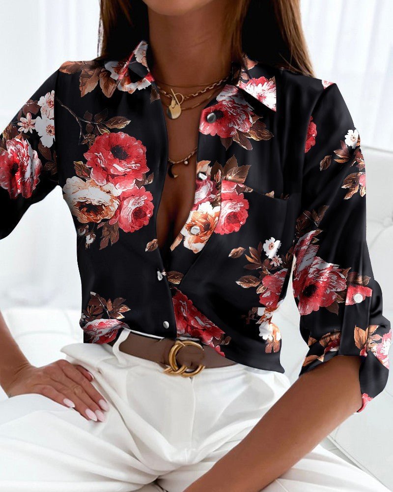 Chemise imprimée à manches longues tendance - KaoKao