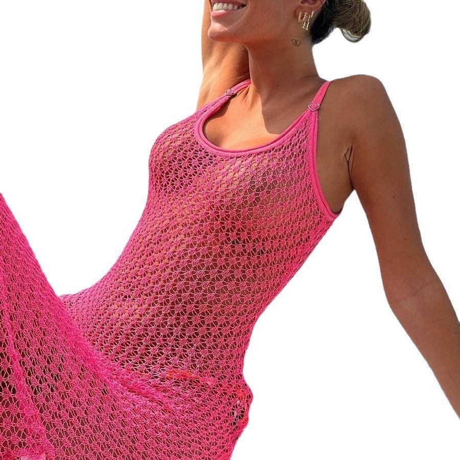 Chemisier de maillot de bain bikini ajouré en tricot de couleur unie - KaoKao
