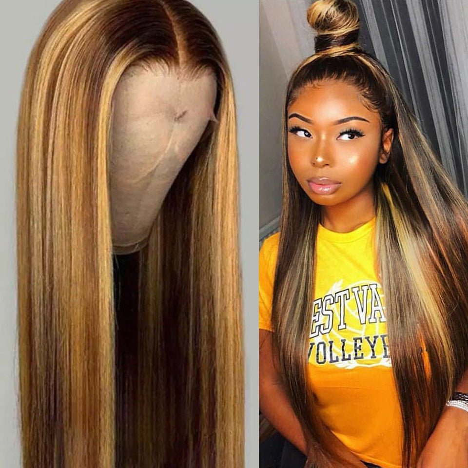 Coiffure synthétique mi - longue à cheveux raides et bruns - KaoKao