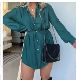 Combinaison à manches longues pour femme avec robe chemise boutonnée - KaoKao