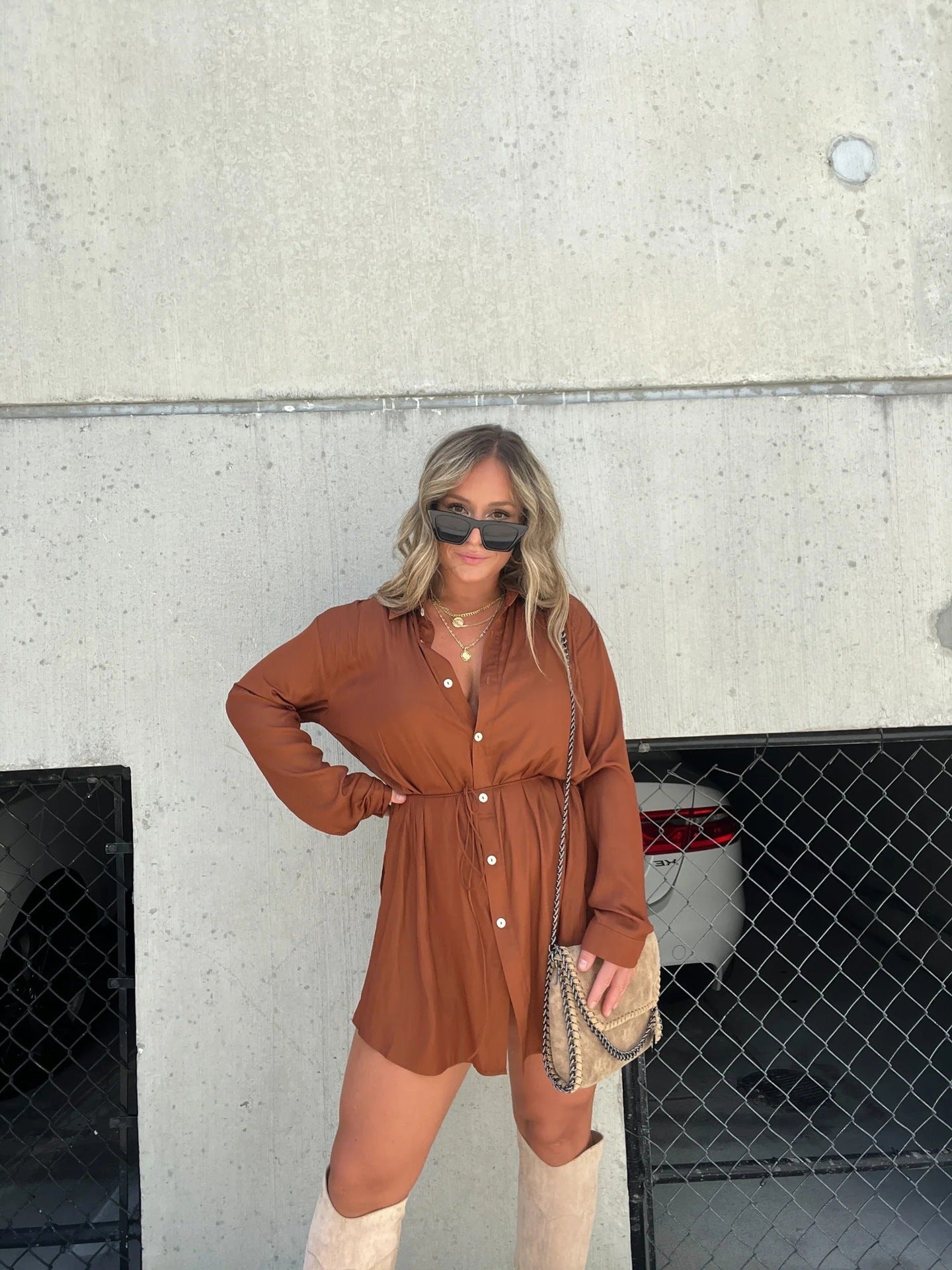 Combinaison à manches longues pour femme avec robe chemise boutonnée - KaoKao