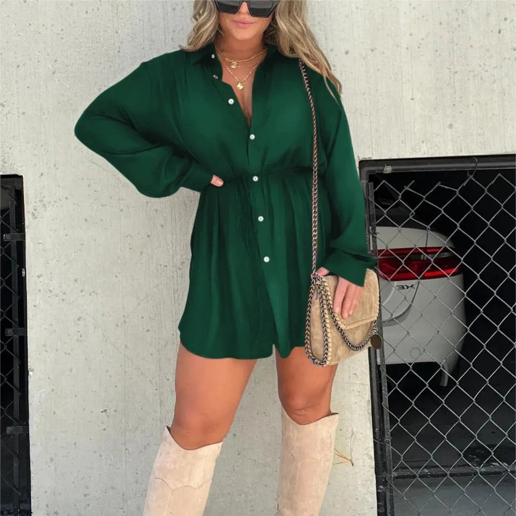 Combinaison à manches longues pour femme avec robe chemise boutonnée - KaoKao