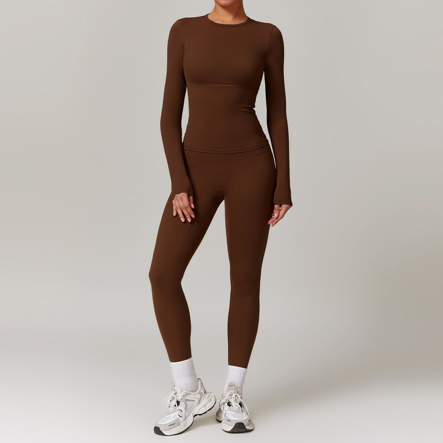 Combinaison de yoga moulante et brossée, vêtements de fitness à séchage rapide, survêtements de fitness à manches longues, combinaison de sport, haut de sport, leggings taille haute, ensembles pour femmes, ensemble de yoga - KaoKao