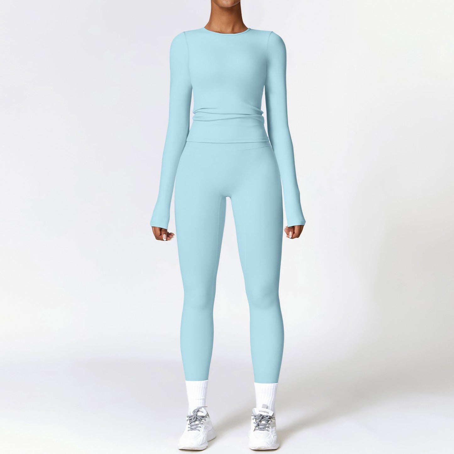 Combinaison de yoga moulante et brossée, vêtements de fitness à séchage rapide, survêtements de fitness à manches longues, combinaison de sport, haut de sport, leggings taille haute, ensembles pour femmes, ensemble de yoga - KaoKao