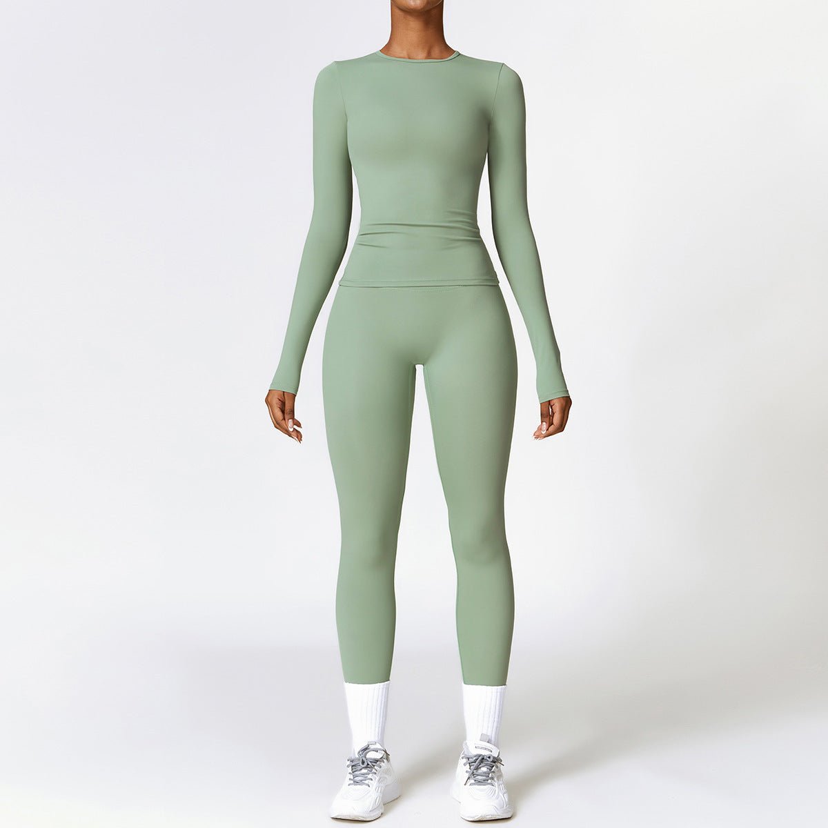 Combinaison de yoga moulante et brossée, vêtements de fitness à séchage rapide, survêtements de fitness à manches longues, combinaison de sport, haut de sport, leggings taille haute, ensembles pour femmes, ensemble de yoga - KaoKao