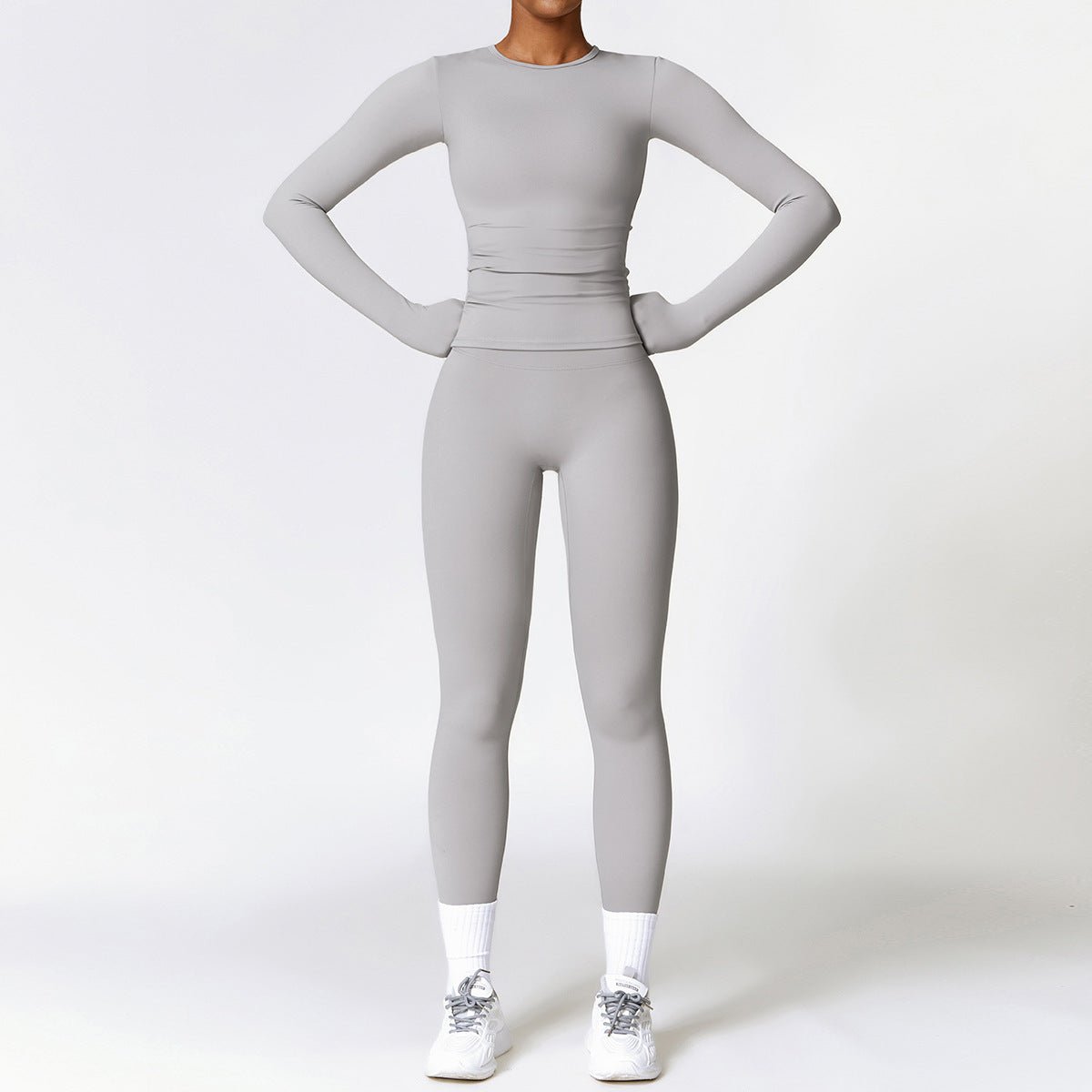 Combinaison de yoga moulante et brossée, vêtements de fitness à séchage rapide, survêtements de fitness à manches longues, combinaison de sport, haut de sport, leggings taille haute, ensembles pour femmes, ensemble de yoga - KaoKao