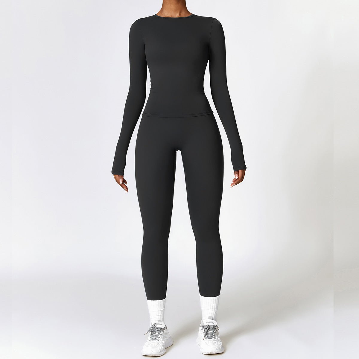 Combinaison de yoga moulante et brossée, vêtements de fitness à séchage rapide, survêtements de fitness à manches longues, combinaison de sport, haut de sport, leggings taille haute, ensembles pour femmes, ensemble de yoga - KaoKao
