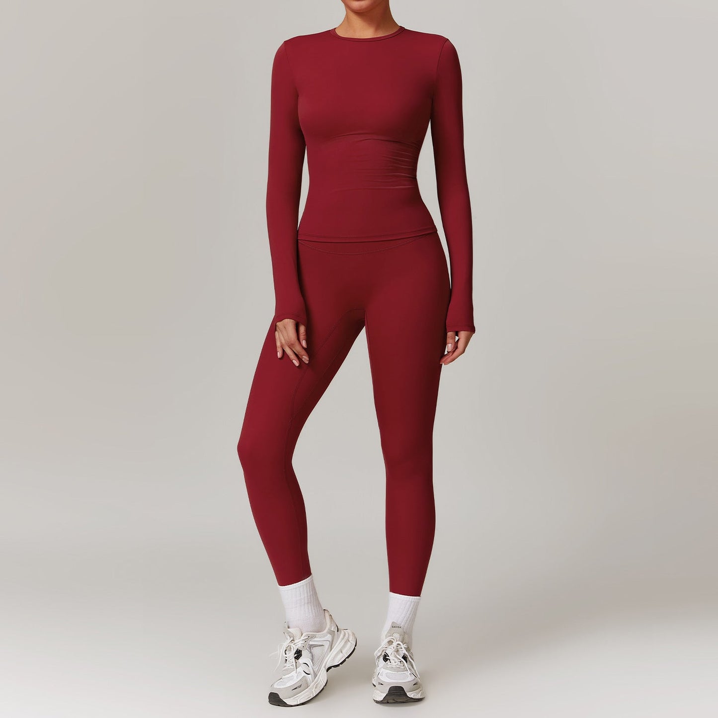 Combinaison de yoga moulante et brossée, vêtements de fitness à séchage rapide, survêtements de fitness à manches longues, combinaison de sport, haut de sport, leggings taille haute, ensembles pour femmes, ensemble de yoga - KaoKao
