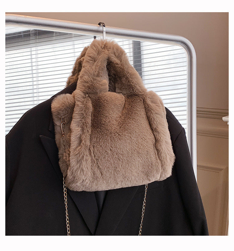 Sacs d'hiver Chaîne Sac à main en peluche Sacs fourre-tout Femme Sac à épaule