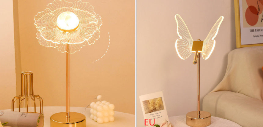 Lampe de table décorée de fleurs pour la chambre à coucher, c'est chaleureux