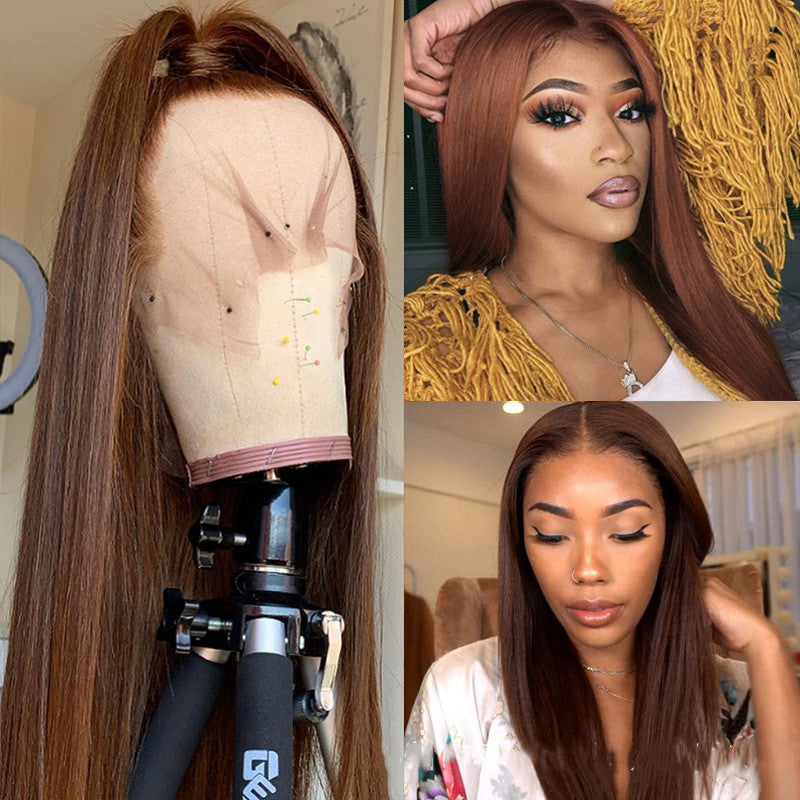 Perruques de cheveux humains de couleur marron Perruque de cheveux humains