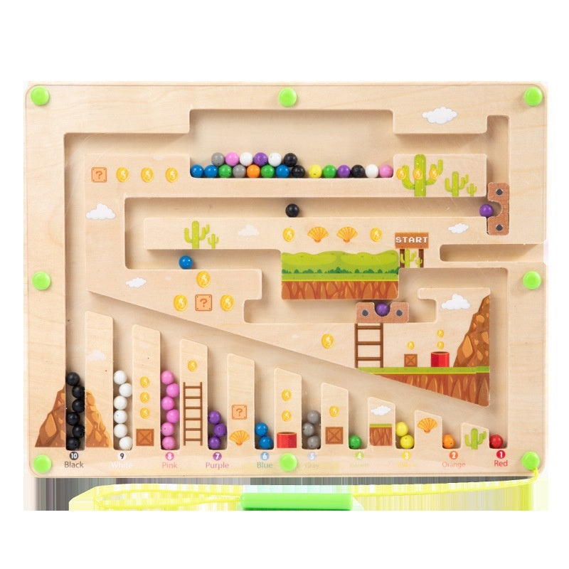 Puzzle en bois numérique de labyrinthe coloré magnétique