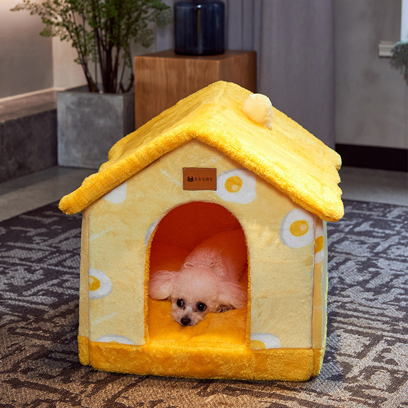 Maison pour chien pliable, lit pour chat, villa d'hiver pour chien, chenil de sommeil, nid amovible, cave chaude et fermée, canapé pour animaux de compagnie.