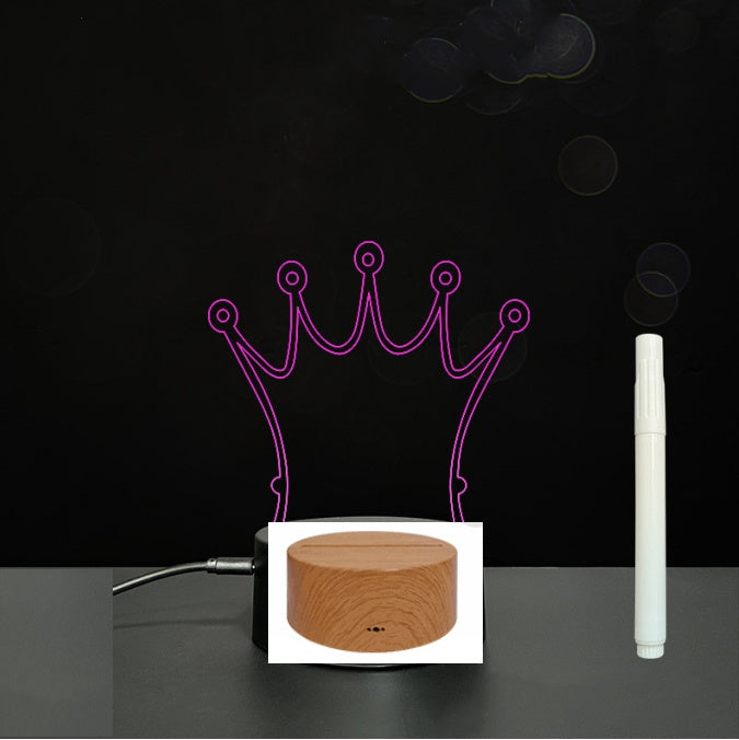 Tableau de message en acrylique 3D avec écriture à la main et lumière LED