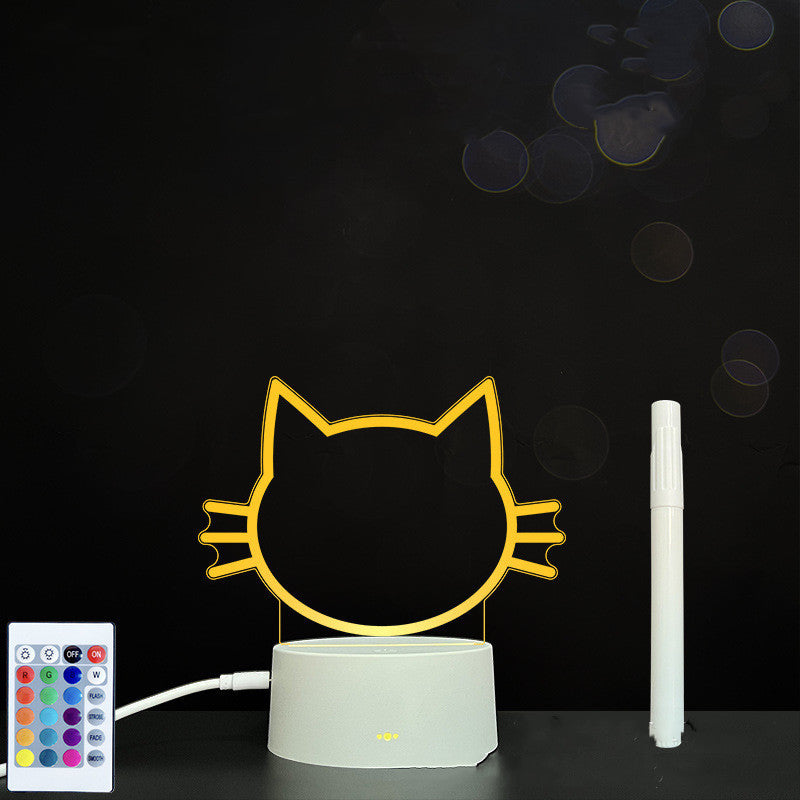 Tableau de message en acrylique 3D avec écriture à la main et lumière LED