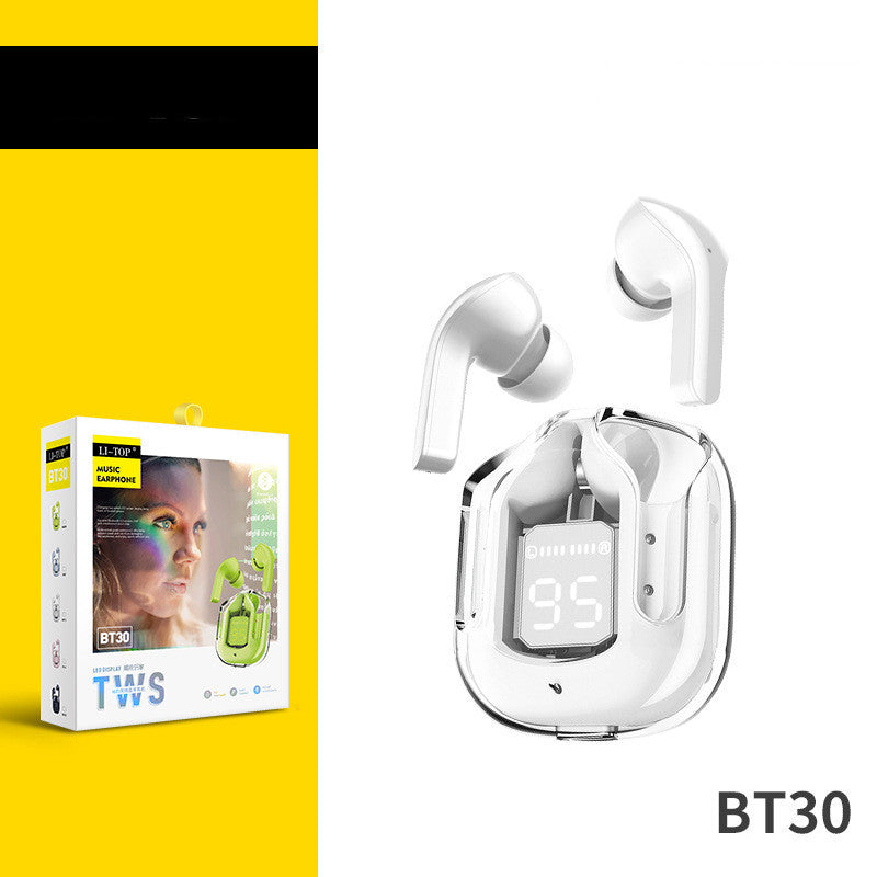 Nouveau mini casque sans fil transparent Bluetooth avec affichage numérique, réduction de bruit ENC, véritable sans fil, musique sportive.