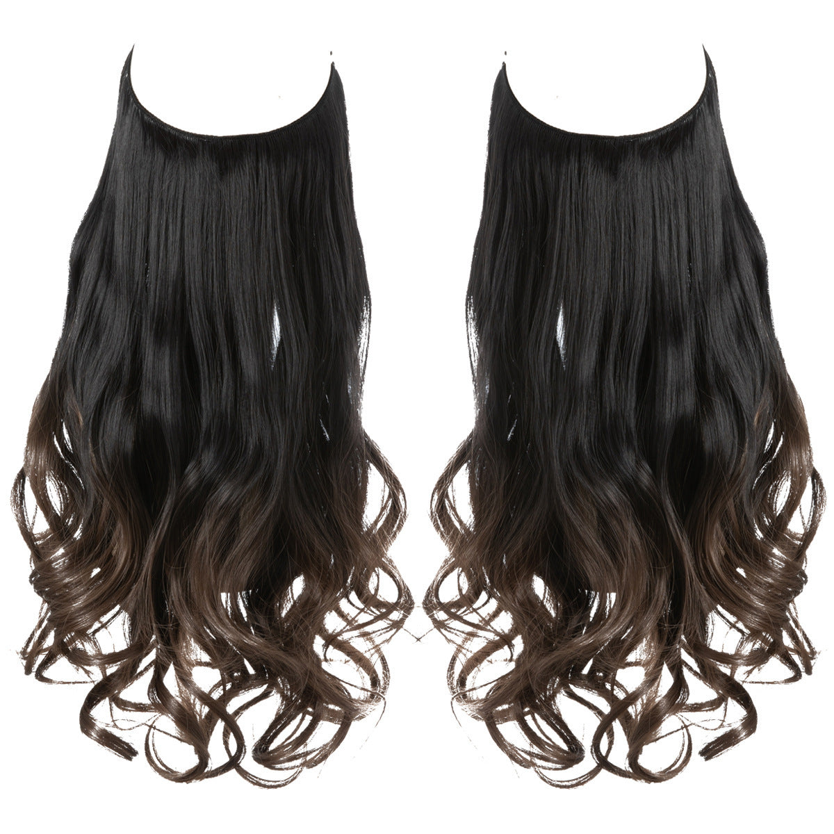Perruque femme poisson ligne type cheveux longs bouclés fibre chimique extension pièce mat haute température soie poisson fil de soie perruque pièce