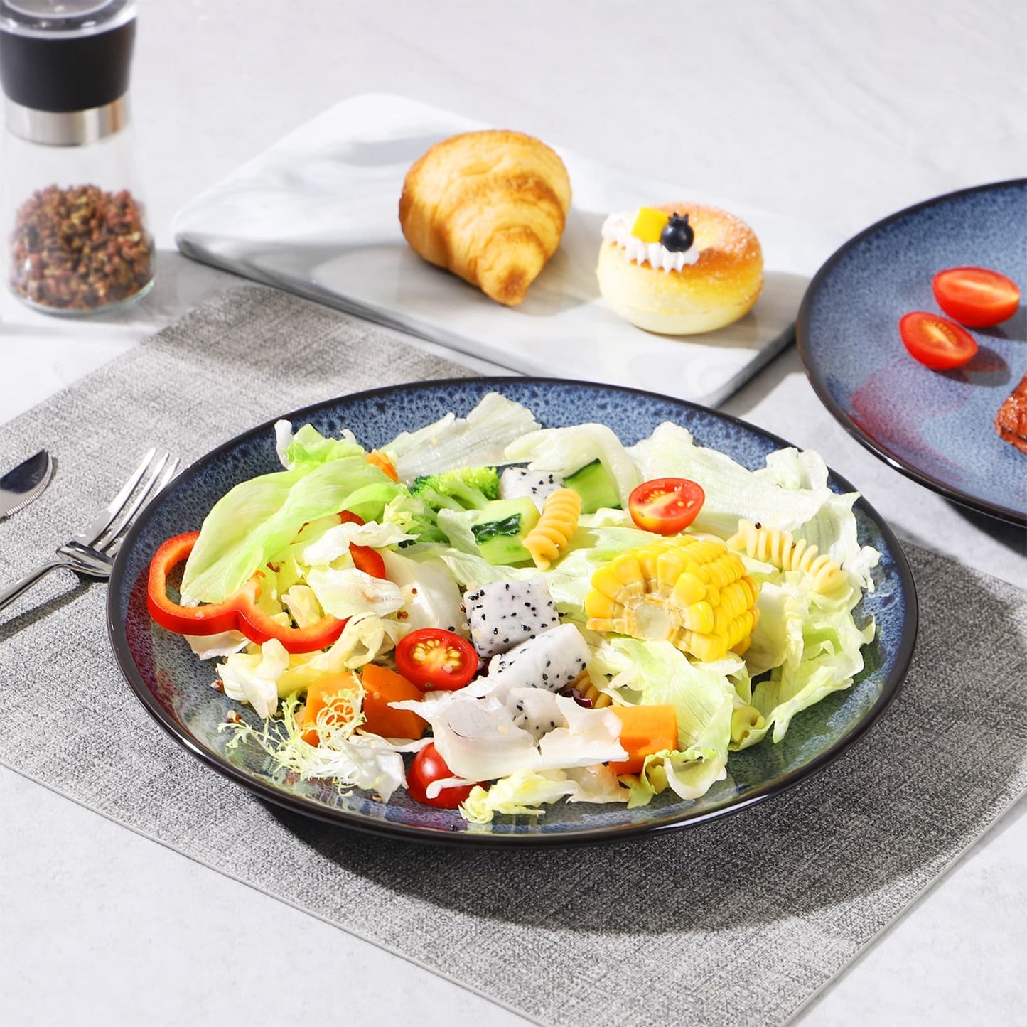 Assiette à steak Assiette de cuisine occidentale créative Assiette à légumes Ensemble de 6 pour céréales, salade, pâtes, soupe, dessert, service Lave-vaisselle, micro-ondes et four