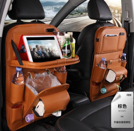 Sac de rangement en cuir PU pour voiture, plateau multifonction pour dossier de siège, sac suspendu, organisateur de voiture étanche, accessoires intérieurs automobiles.