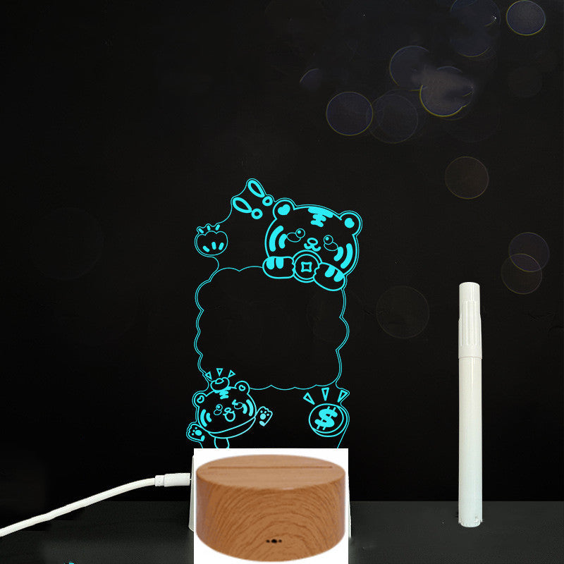 Tableau de message en acrylique 3D avec écriture à la main et lumière LED