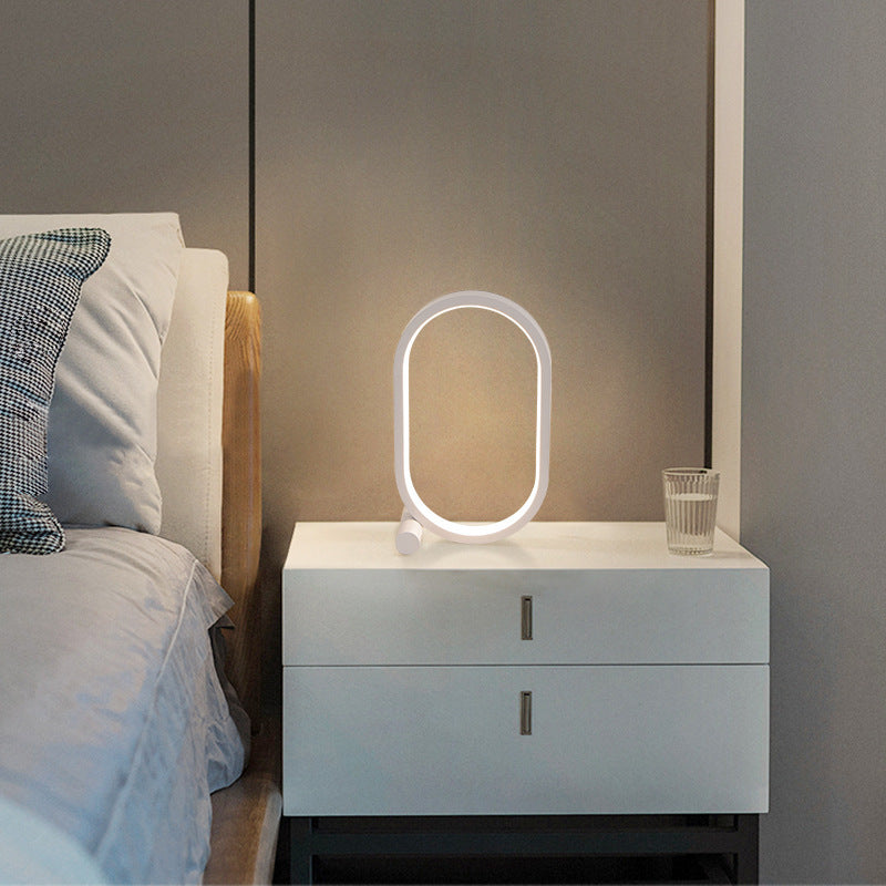Lampe à brancher USB, lampe ovale en acrylique, contrôle tactile, dimmable, moderne, simple, créative, lampe de nuit, lampe de lecture de chevet, lampe de bureau à LED.