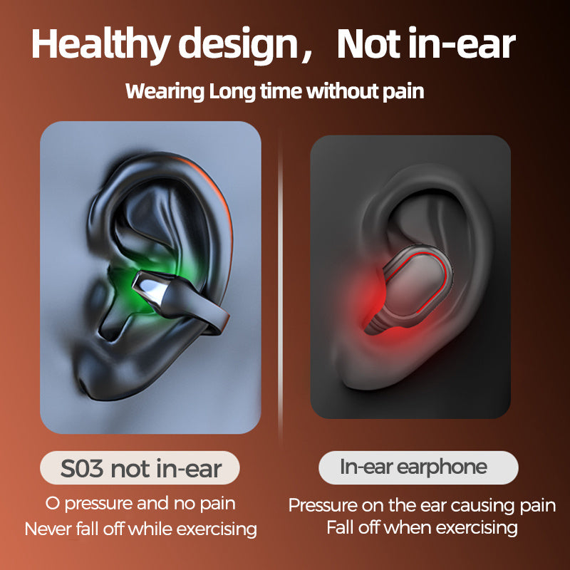 Casque d'écoute à conduction osseuse avec clip d'oreille, compatible Bluetooth 5.2, écouteurs sans fil HIFI, mains libres, tactiles, casque de sport à suppression de bruit avec micro