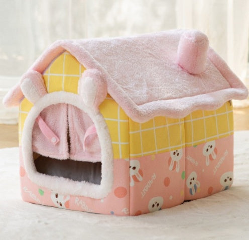 Maison pour chien pliable, lit pour chat, villa d'hiver pour chien, chenil de sommeil, nid amovible, cave chaude et fermée, canapé pour animaux de compagnie.