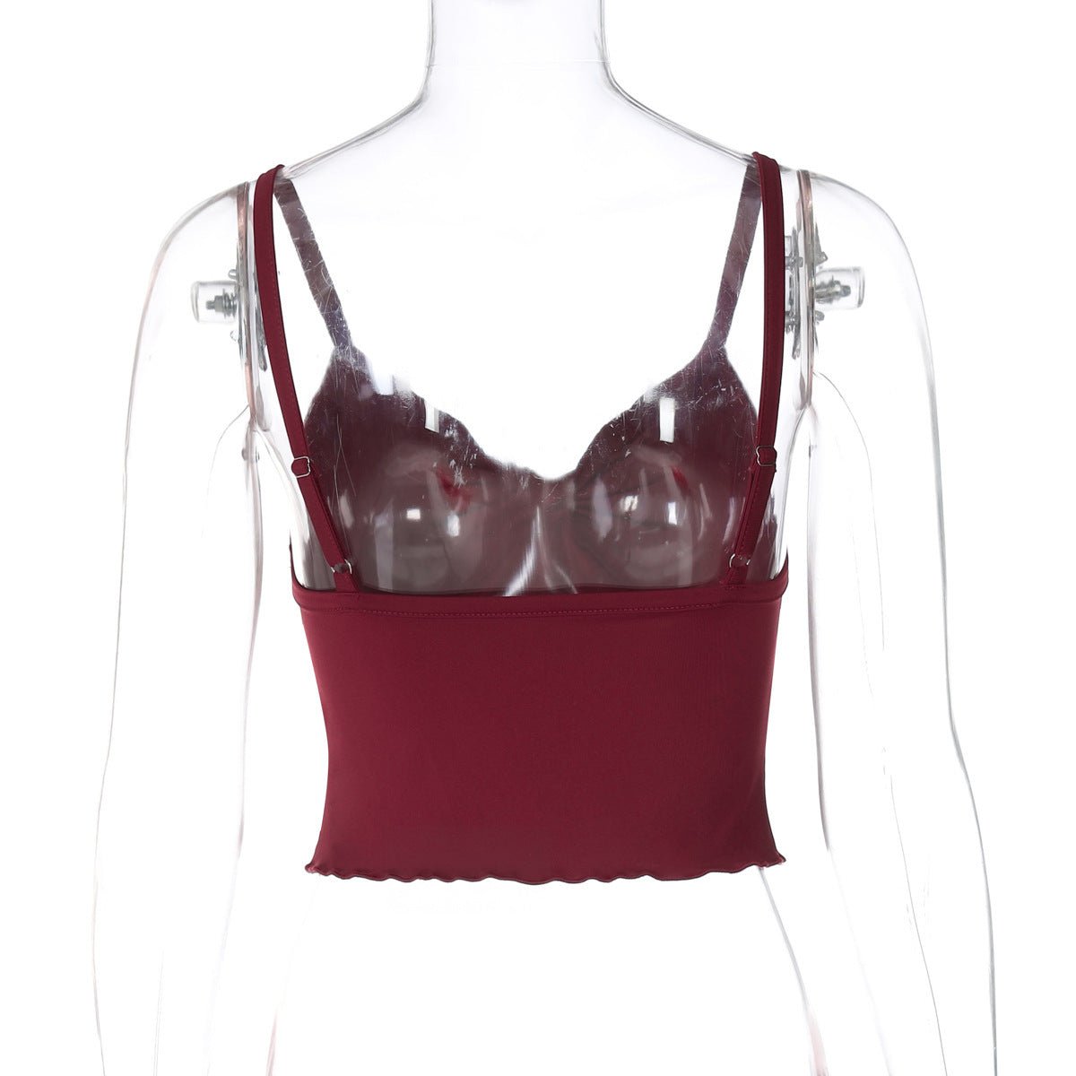 Débardeur bandeau dos nu à nœud pour femme, coupe à la taille et bords ondulés - KaoKao