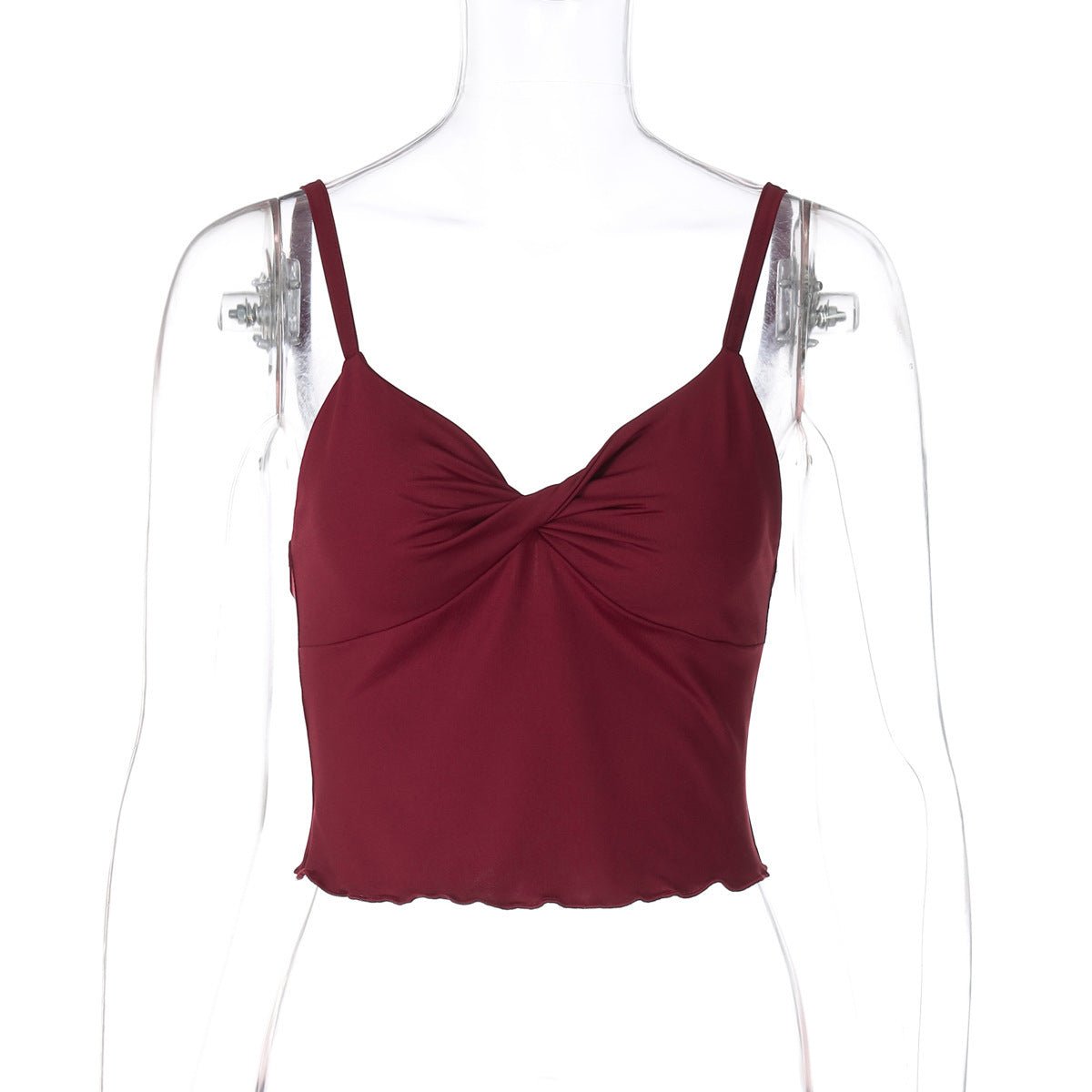 Débardeur bandeau dos nu à nœud pour femme, coupe à la taille et bords ondulés - KaoKao