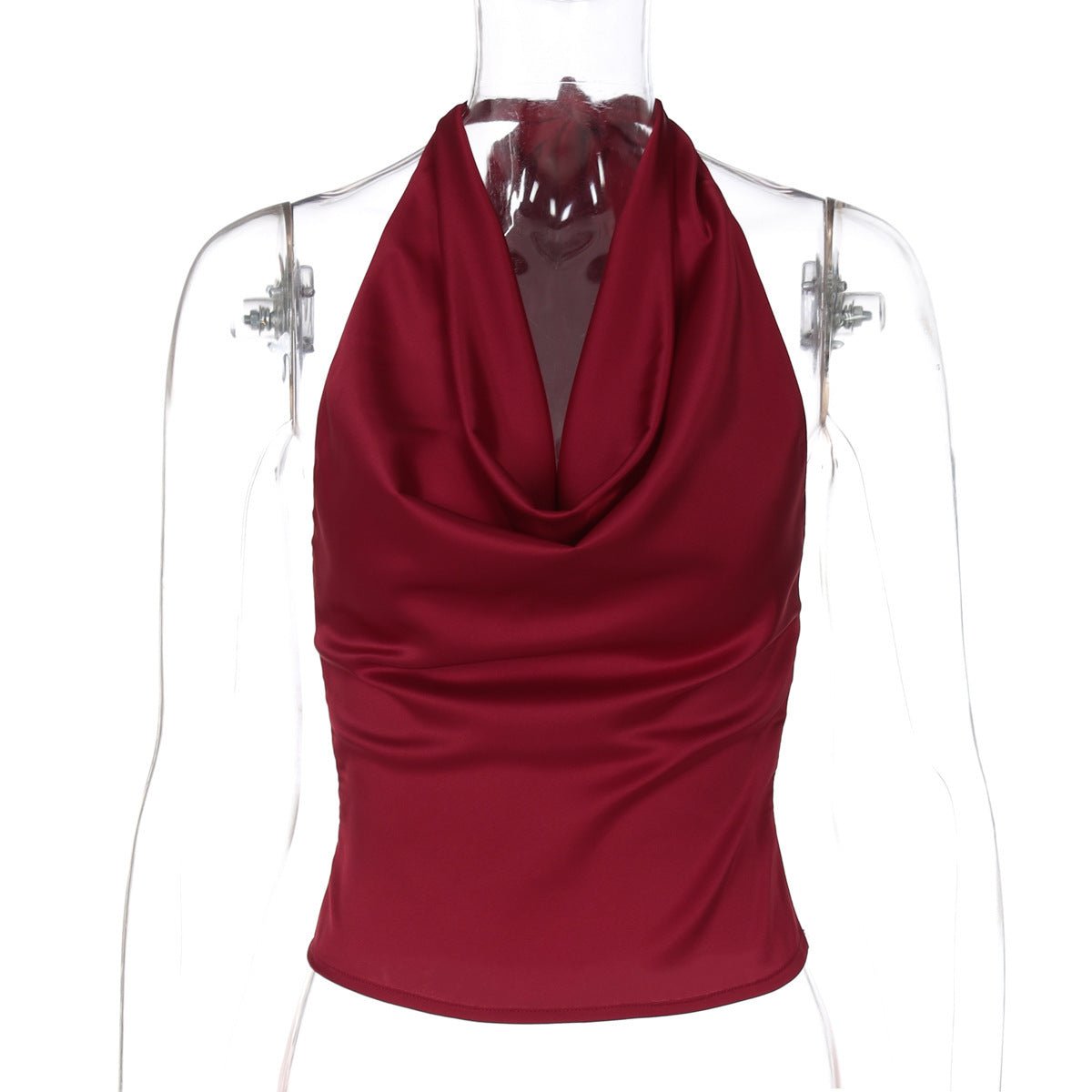 Débardeur dos nu pour femme, couleur unie, coupe slim, noué - KaoKao