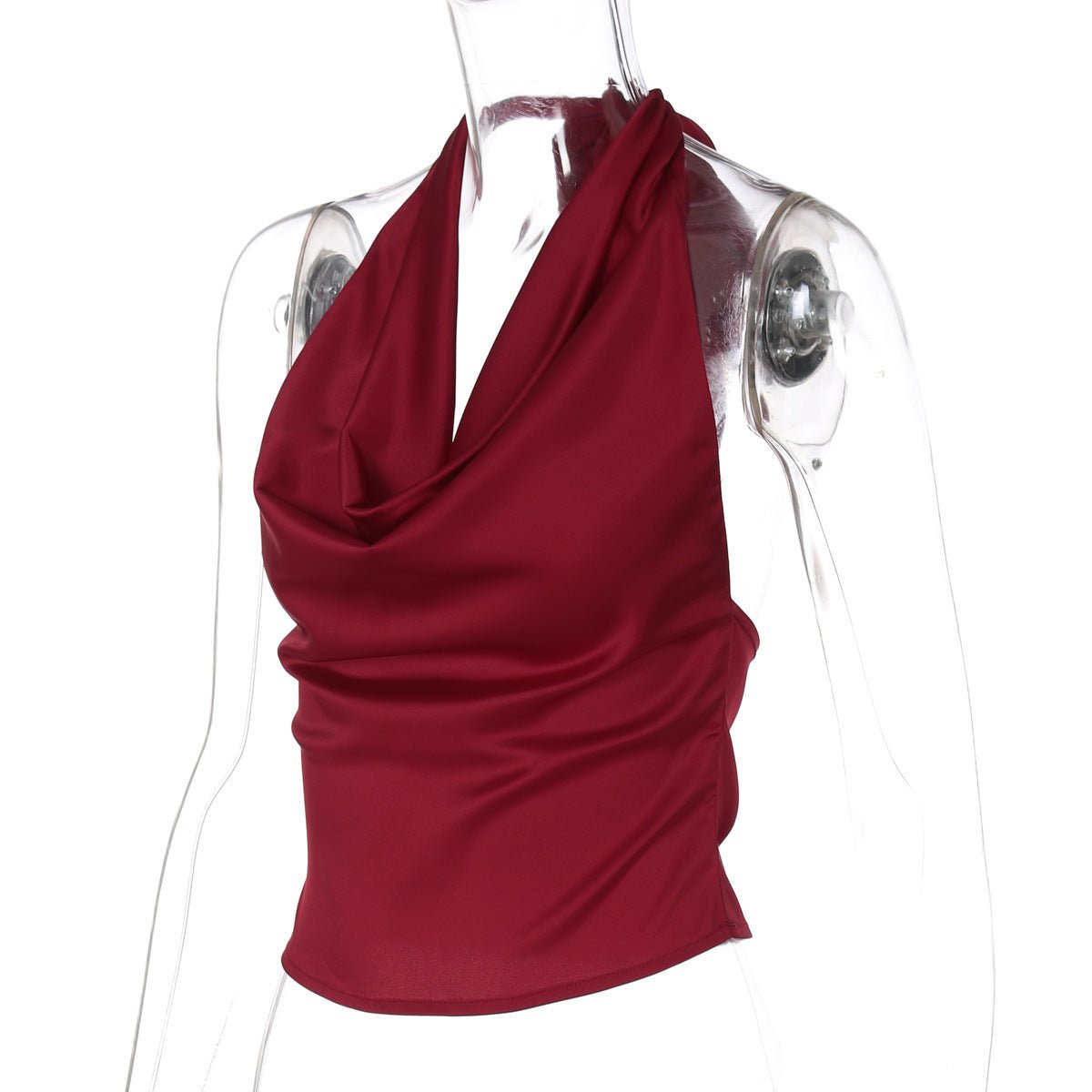 Débardeur dos nu pour femme, couleur unie, coupe slim, noué - KaoKao