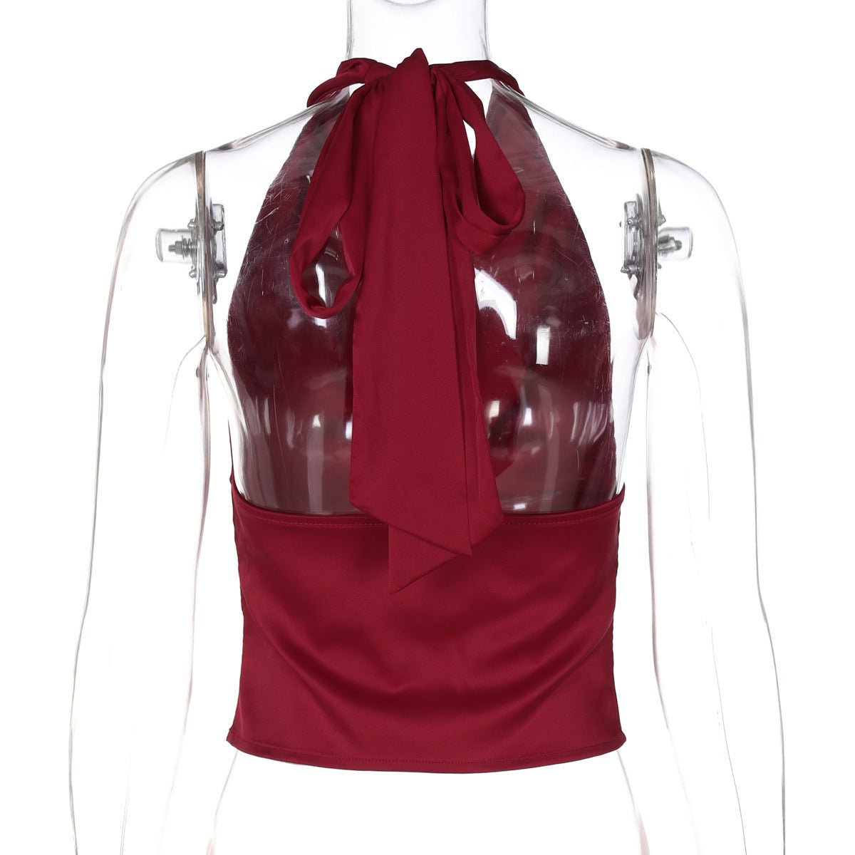 Débardeur dos nu pour femme, couleur unie, coupe slim, noué - KaoKao