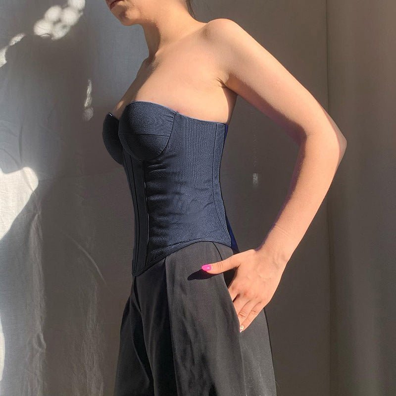 Débardeur tube en jean Y2K avec design noué dans le dos, débardeur corset court tendance pour femmes - KaoKao