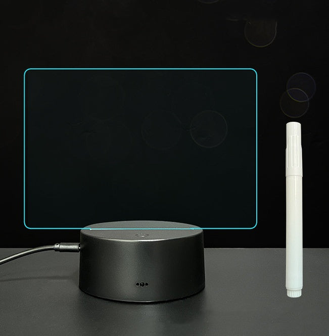 Tableau de message en acrylique 3D avec écriture à la main et lumière LED