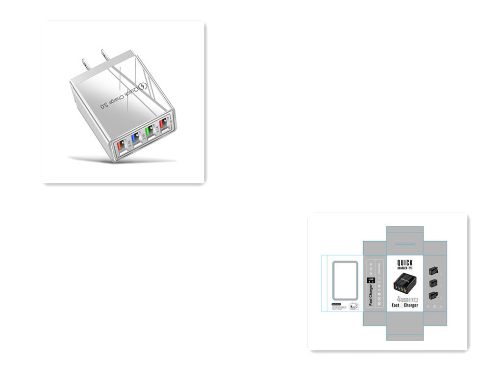 Chargeur USB Quick Charge 3.0 Adaptateur pour 4 téléphones pour tablette Chargeur mural portable Chargeur rapide