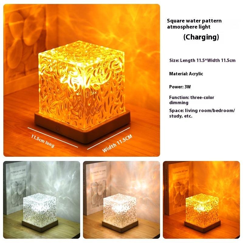 Lampe de table à LED avec projection rotative et USB, lumière d'ambiance ondulée, en cristal, RVB, intensité variable, décoration de la maison, 16 couleurs, cadeaux