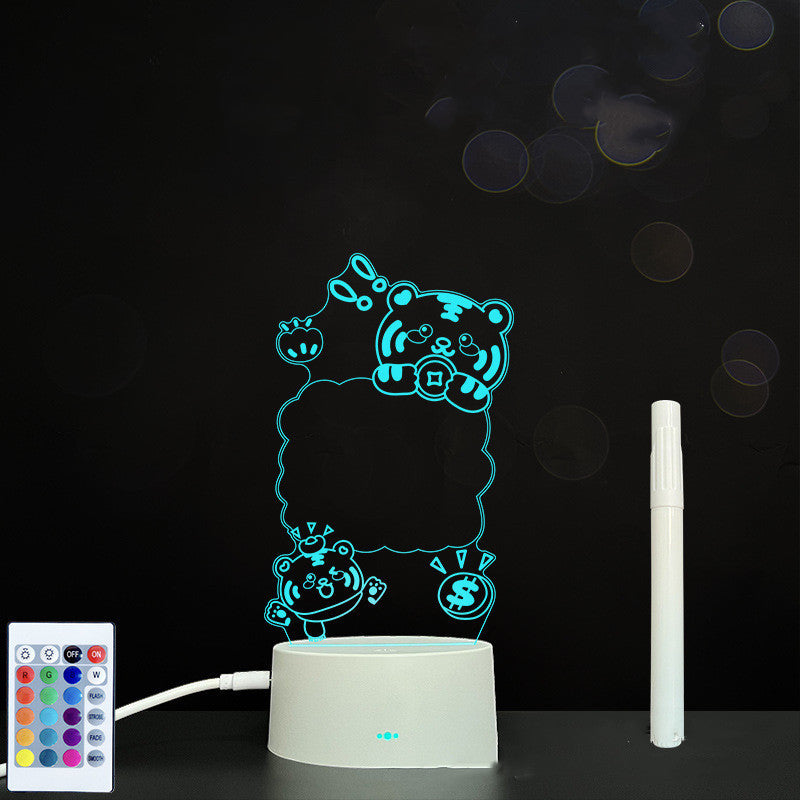Tableau de message en acrylique 3D avec écriture à la main et lumière LED