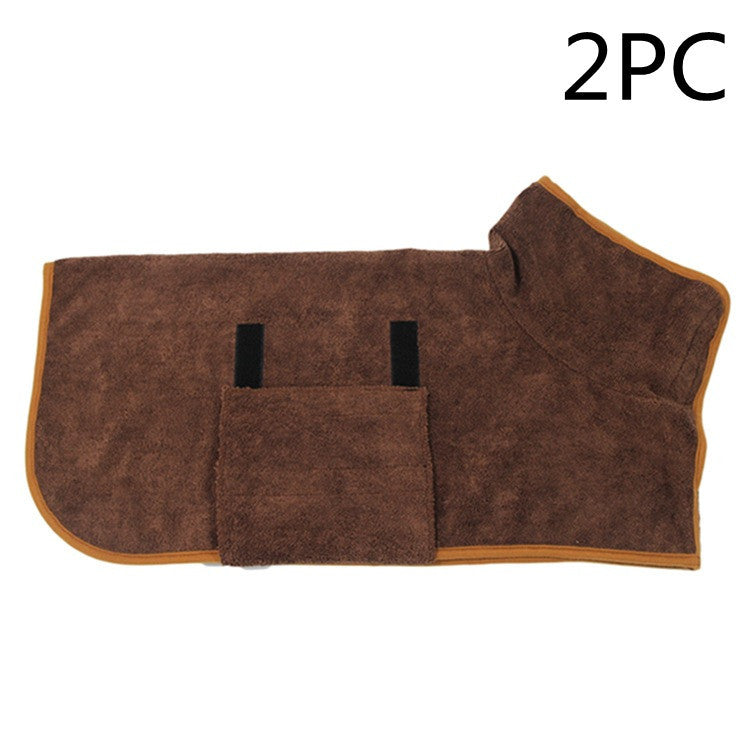 Robe de bain pour animaux absorbante en microfibre avec ceinture.