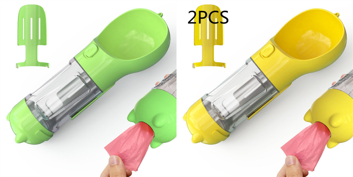 Bouteille d'eau pour animaux de compagnie avec distributeur, bol, sac poubelle, rangement, portable, voyage en extérieur, 3 en 1 pour chien. - KaoKao